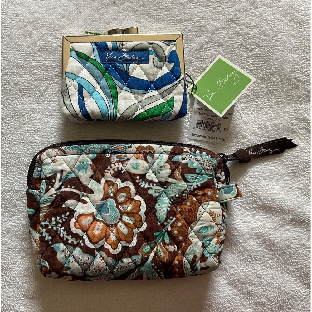 Lot 2 Vera Bradley Cosmetic Bag & Coin Purse "Retired"2006 Java Blue, Medit.Blue - Picture 12 of 12